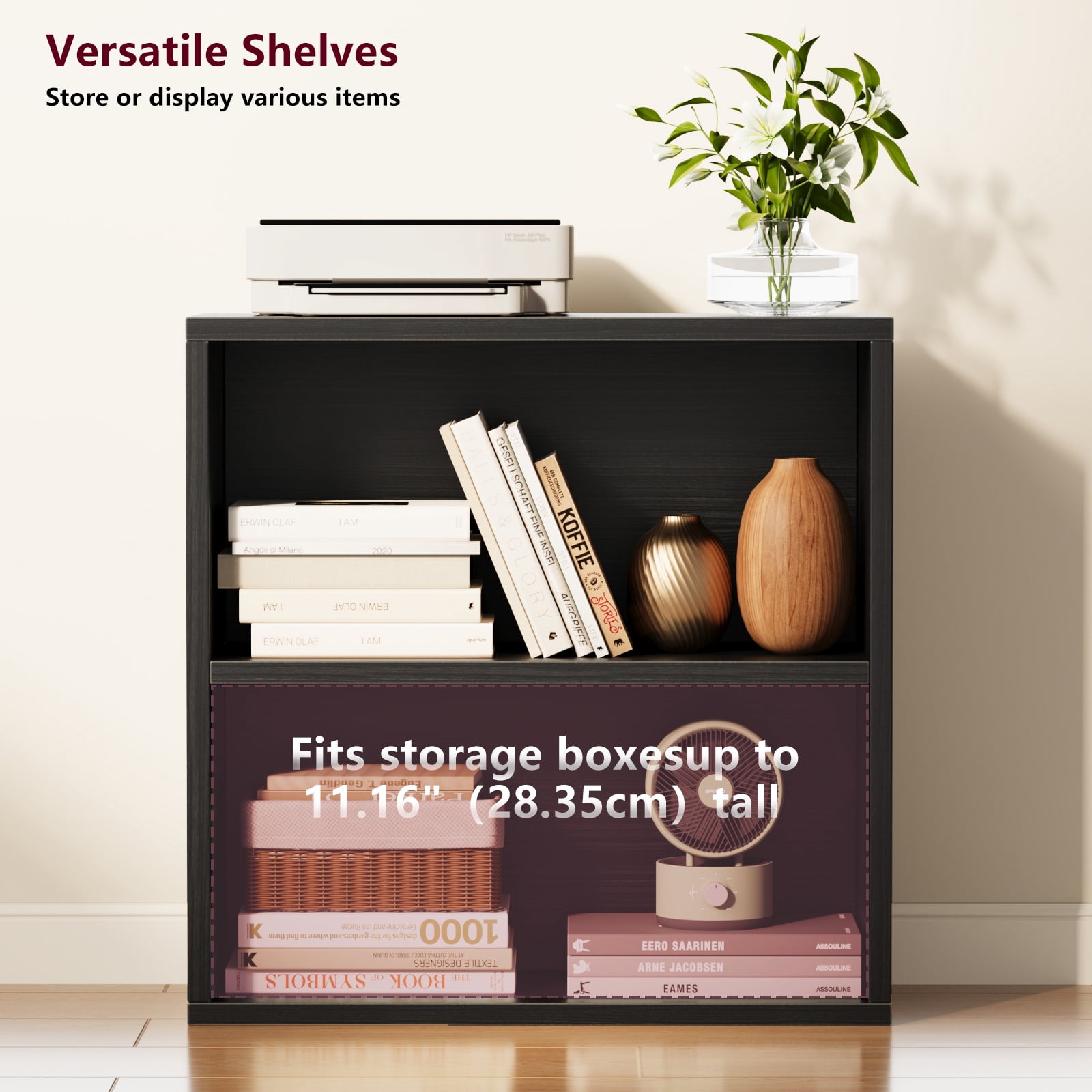 ALISENED 2 Tiers Shelf Bookcase, Stylish and Functional Bookshelf for Home, Office, Living Room and Bed Room