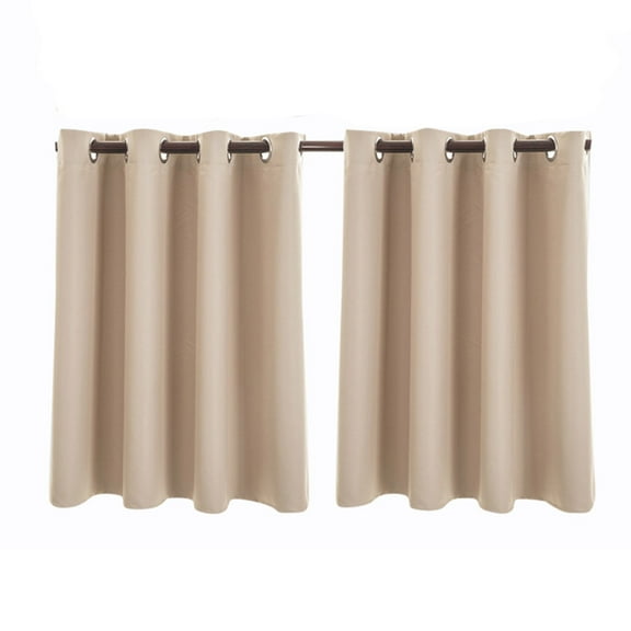 2PC Blackout Curtains for Bedroom,Short Curtains for Small Window,Black Out RV Bunk Panels, Kitchen Window Curtains Over Sink, Insulated Foam Lined Heavy Thick Grommet Window Curtain Panels