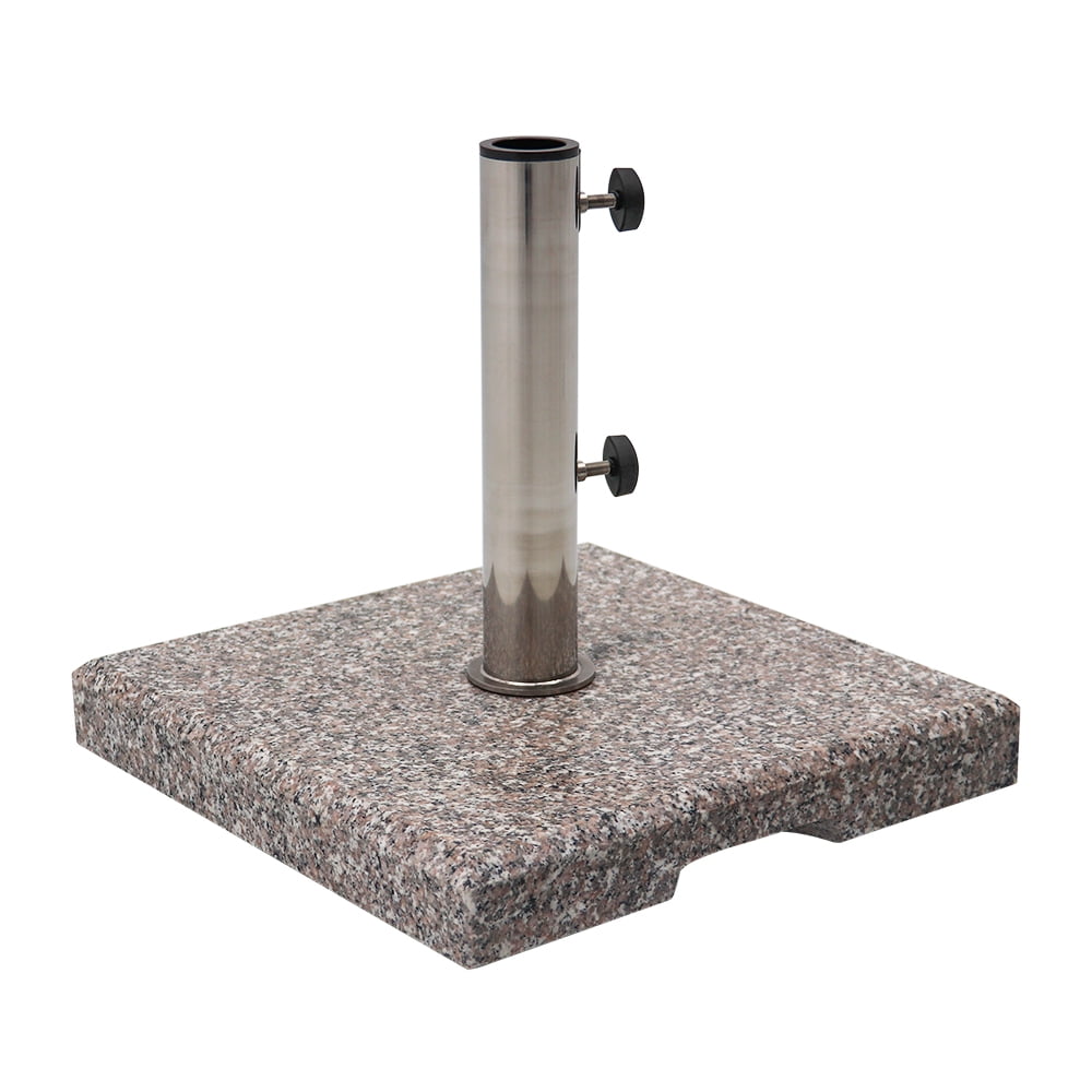 Kool 42 lbs Granite Square Stainless Steel Patio Umbrella Base Heavy Duty Umbrella Stand, Gray
