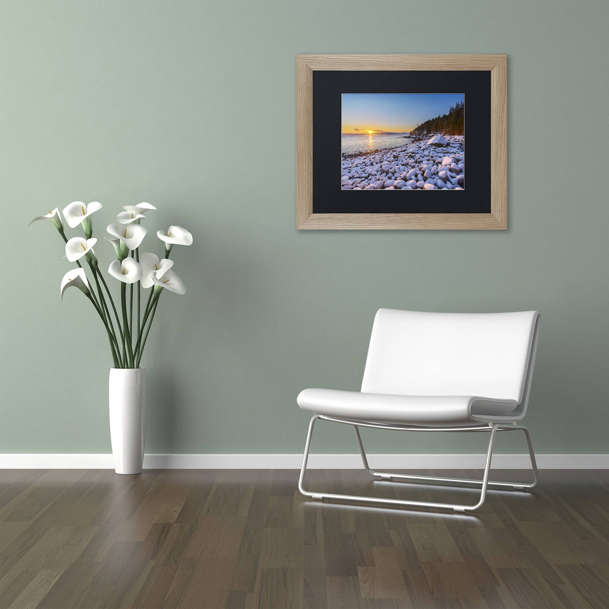 Trademark Fine Art "White Boulders" Canvas Art by Michael Blanchette Photography Black Matte, Birch Frame