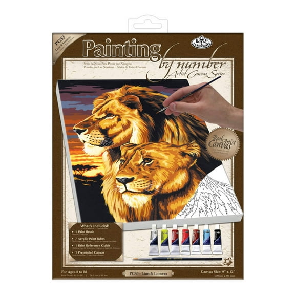 Royal Paint By Number Kit Artist Canvas Series 9"X12"-Lion & Lioness