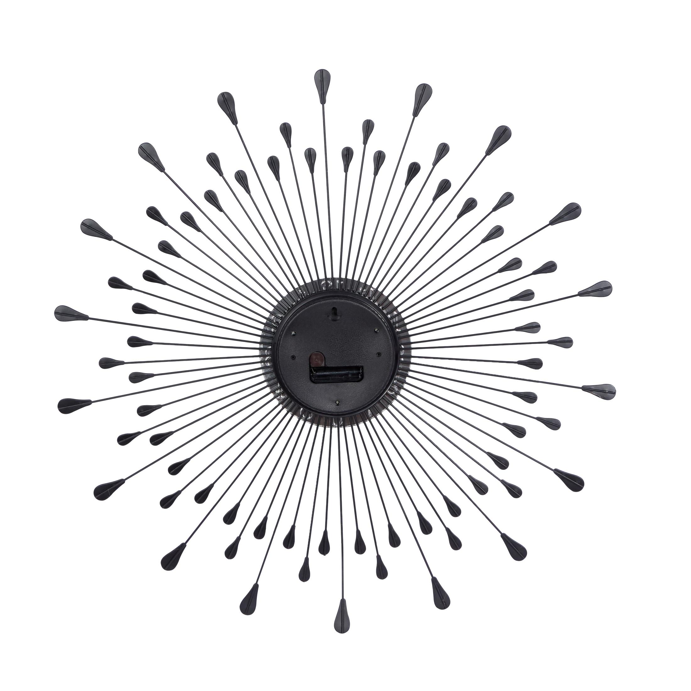 DecMode 23" Silver Metal Starburst Wall Clock with Crystal Embellishment