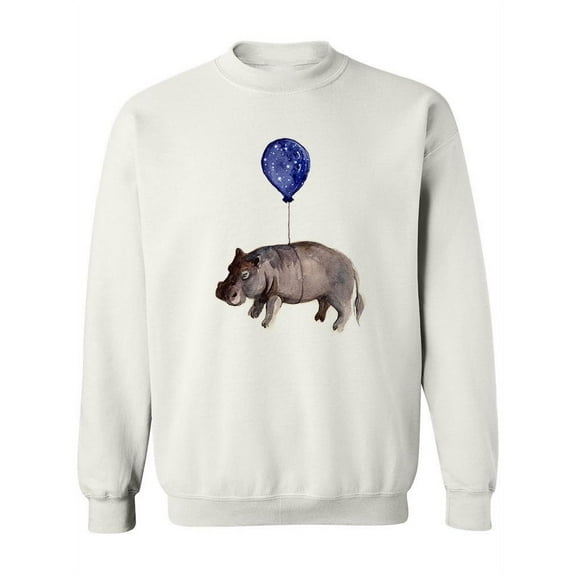 Baby Hippo With Balloon Sweatshirt Women -Image by Shutterstock, Female 3X-Large