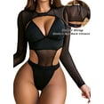 thumbnail image 3 of Avidlove Women Sexy Lingerie Bodysuite with Buckle Shrug Crop Top Set Black Rave Festival Outfits, 3 of 5