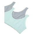 thumbnail image 3 of Hanes Girls' Cozy Seamless Wirefree Pullover Bra 2-Pack Heather Grey/Blue Spearmint XL, 3 of 4