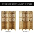 thumbnail image 6 of Room Divider with Shelves, 68.9inch Wood Carved and Louvered Wall Divider Freestanding, 4 Panels Folding Partition Screen for Bedroom Home Office (Natural), 6 of 8