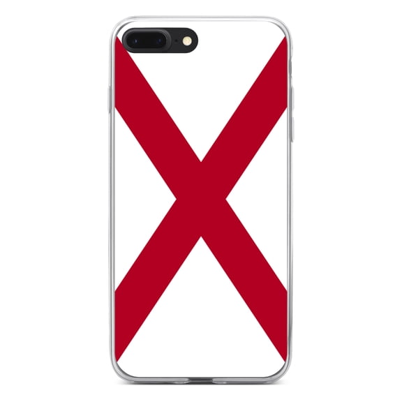 DistinctInk Clear Shockproof Hybrid Case for iPhone 7 PLUS / 8 PLUS (5.5" Screen) - TPU Bumper, Acrylic Back, Tempered Glass Screen Protector - Alabama State Flag - US State Flag