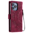 thumbnail image 4 of Flip Case for iPhone 16 Pro, Totem Embossed Flowers Premium PU Leather Wallet Folio Cover with Card Holder Kickstand Compatible with iPhone 16 Pro - Red, 4 of 13