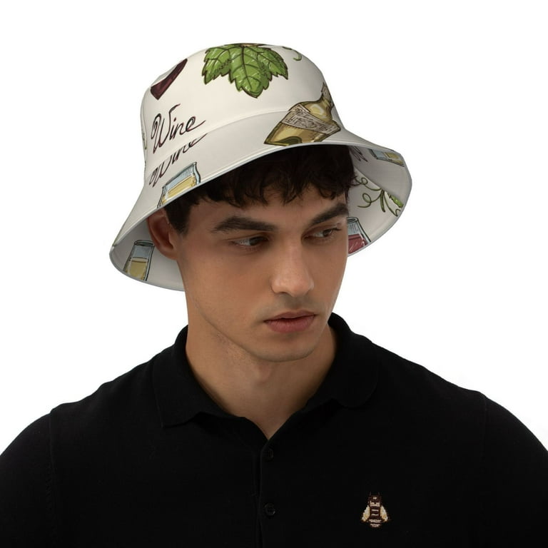 Lukts Unisex Grapes Bbottles Wine Print Double Side Wear Reversible Reflective Bucket Hat Travel Beach Hat Walmart