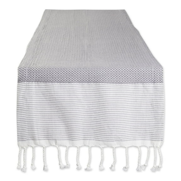 Gray Bordered Dobby Table Runner 15x108