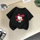 thumbnail image 5 of Linda camiseta de algodón de Hello Kitty para niña, ropa de Sanrio, moda de verano, camiseta de cuello redondo informal y cómoda con dibujos animados para niña, 5 of 5