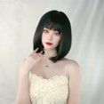 thumbnail image 3 of Peluca de mujer de pelo corto estilo coreano con flequillo al aire, peluca de cara esponjosa y cabeza bobo, 3 of 4