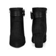 thumbnail image 5 of BLISSFUL STEP Women's Ankle Boots Chunky Heel Pointed Toe Buckle Strap Zipper Faux Suede Black 10, 5 of 6