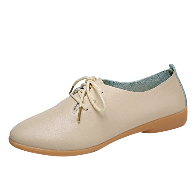 B91xZ Chaussures pour Femmes Largeur Large Bout Rond Talon Bloc Mocassins Chaussures, Beige 7