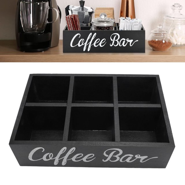Coffee Station Organizer, Coffee Bar Organizer Countertop Coffee Pods Holder Coffee Station Storage Box with Divider for Countertop Farmhouse