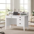 thumbnail image 4 of Homfa 47.2 Inch White Computer Desk with Drawers & Cabinet, Home Office Desk with Cable Management, Study Writing Desk for Bedroom Living Room, 4 of 7