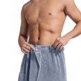 thumbnail image 4 of successthop Bath Skirt Wrap for Men Coral Fleece Homewear Absorption Sleepwear with Pockets After Bath Fall Loungewear, 4 of 5