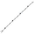 thumbnail image 2 of Gem Stone King 925 Sterling Silver Sky Blue Aquamarine and Black Onyx and White Lab Grown Diamond Bracelet for Women (2.15 Cttw, Gemstone March Birthstone, Round 4MM, 7.5 inch), 2 of 6