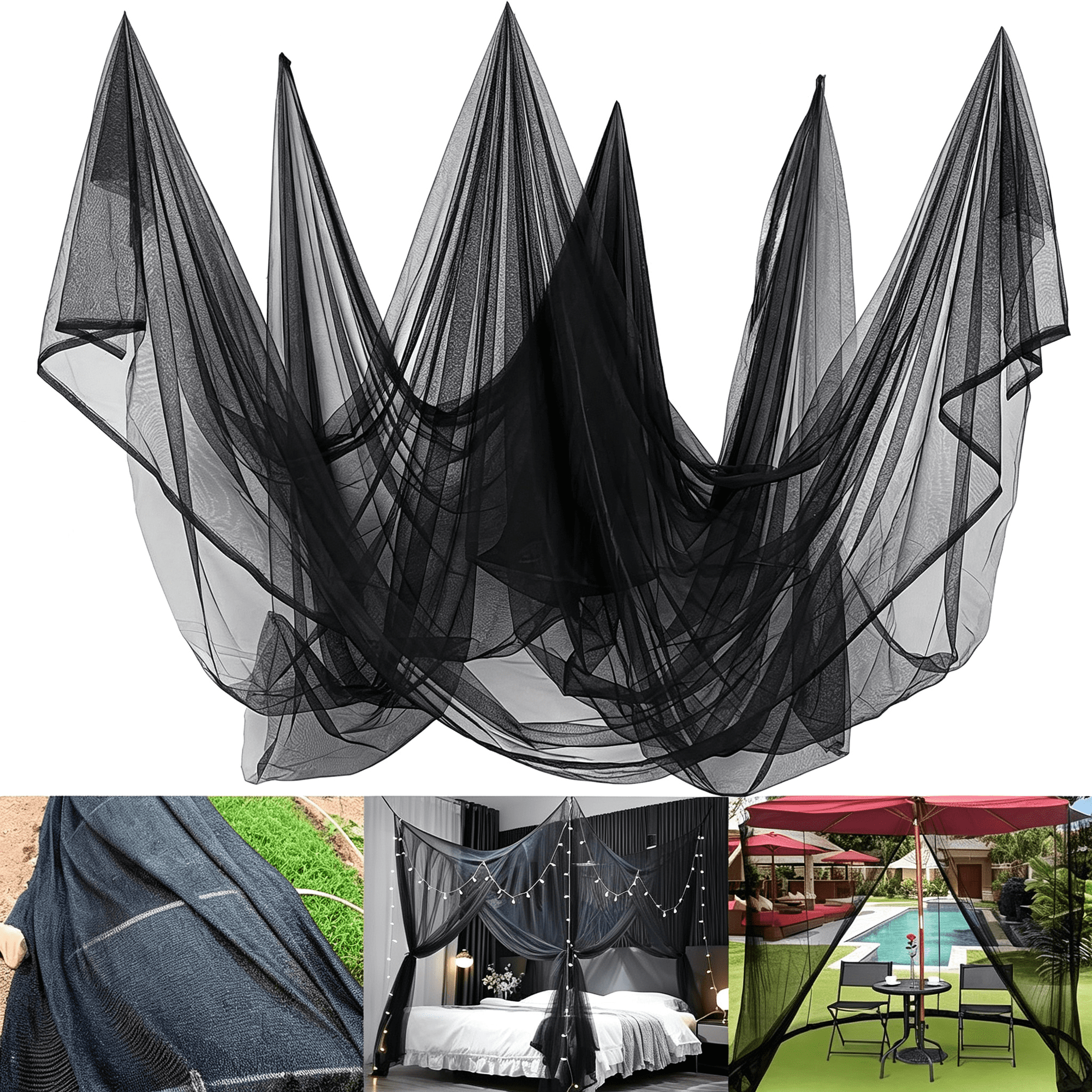 MISSMILE Mosquito Net 39X10Ft, Mosquito Netting for Patio Garden Protection | Nearly Invisible Breathable Mesh Netting for Capimg, Black Bird Bug Fly Net to Protect Crops, 3X12M