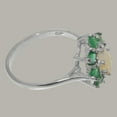 thumbnail image 4 of LBG British Made 10k White Gold Natural Opal & Emerald Womens Promise Ring - 33 size options - Size 10.5, 4 of 7