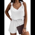 thumbnail image 2 of Conjuntos de Verano de 2 Piezas para Mujer, Sin Mangas, Cuello en V, Camisetas Sin Mangas con Nudo y Pantalones Cortos, Conjuntos A Juego, , XXL, 2 of 8