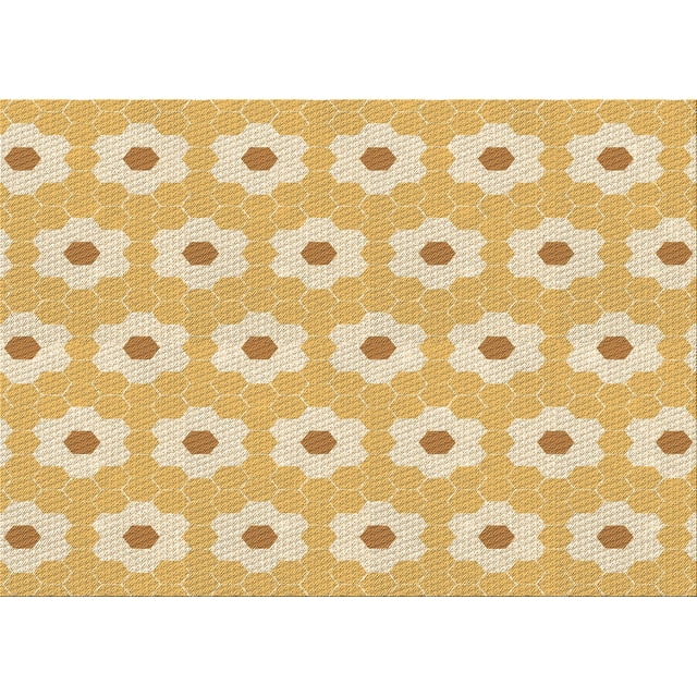 Ahgly Company Tapis d'Intérieur Lavables en Machine, Rectangle, Zone Jaune Transitionnel, 7' x 9'