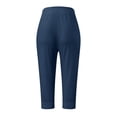 thumbnail image 5 of Capri Pants for Women Spring Summer Casual Lightweight Elastic Waist Capri Sweatpants with Pockets, 5 of 6