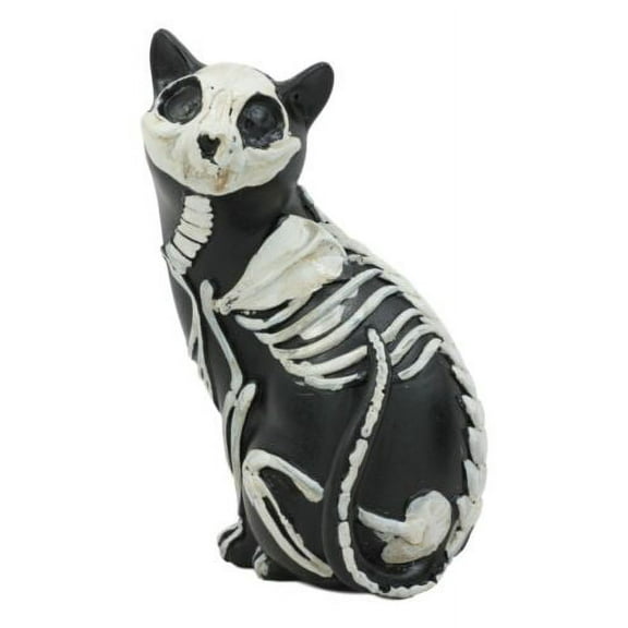 Day Of The Dead Bone Skeleton Male Cat Statue Halloween 3D X-Ray Decor Figurine