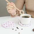 thumbnail image 6 of Pofeuu Heart Rabbit Print Leather Coasters Set of 6, Round Cups Mugs Mat Pad for Home Kitchen Heat Resistant Drink Coasters,Octagon, 6 of 7