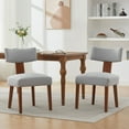 thumbnail image 2 of Set of 2 Modern Armless Dining Chairs in Linen Fabric with Curved Backrest and Solid Wooden Legs for Living Room，Gray, 2 of 17