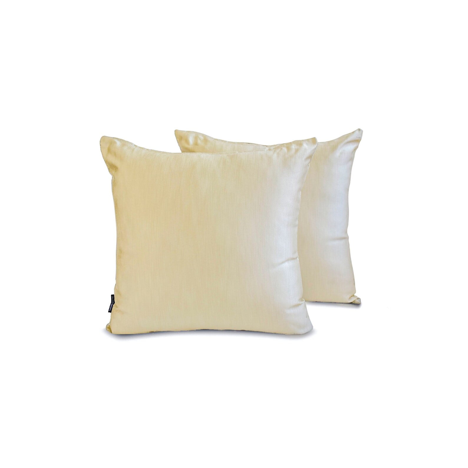 The HomeCentric Decorative Pillow Cases Cream Pack of 2, 18"x18" (45x45 cm) Satin Solid Throw Pillow Cover For Sofa, Solid Modern Style - Cream Satin Slub