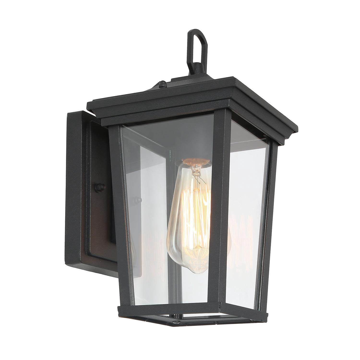LNC 1-Light Modern Farmhouse Black and Clear Glass Farmhouse Outdoor Wall Sconce for Outdoor