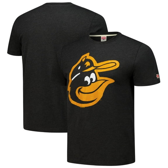 Men's Homage Black Baltimore Orioles Cooperstown Collection Hand-Drawn Logo Tri-Blend T-Shirt