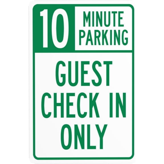 Guest Check In Only Minute Parking Warning Sign, Security Safety Metal Signs, Vintage Caution Poster Wall Decor for Business Office Home Street Road Use 8 x 12 Inch
