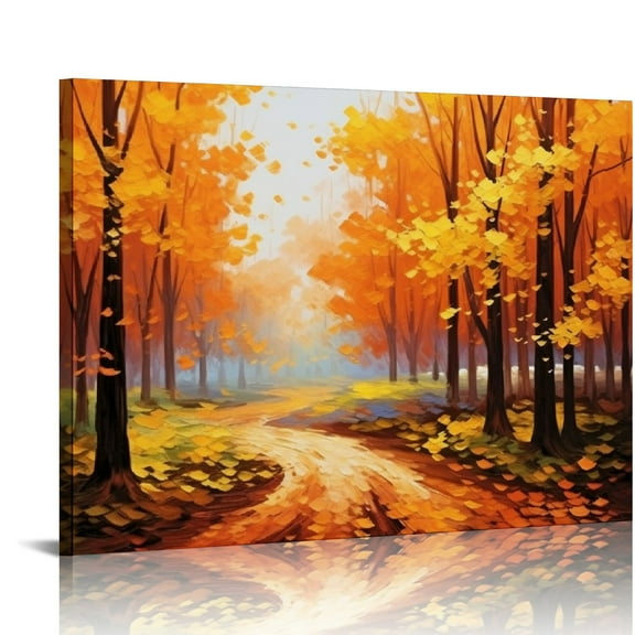 COMIO Autumn Maple Leaf Wall Art Maple Trees Forest Canvas Prints Colorful Fall Natural Landscape Picture Bedroom Office Decor Frame Thanksgiving