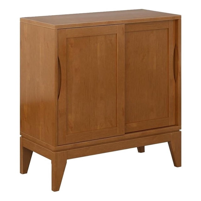 Pemberly Row Armoire Basse de Rangement en Bois Massif de Style Mi-Siècle, Brun Teck