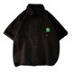 thumbnail image 1 of Camisa de manga corta para hombre, camisa de manga corta cómoda y transpirable con textura a la moda para hombre, color negro XXL, 1 of 8