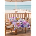 thumbnail image 2 of Outdoor Tablecloth with Umbrella Hole for Patio/Picnic/Party/Camping, Farmhouse Flowers Waterproof Table Cloth Rectangle Table Cover Washable, Spring Watercolor Purple Pink Floral (60"x 102"), 2 of 8