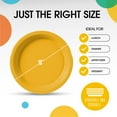 thumbnail image 6 of Exquisite 10" Heavy Duty 350 GSM Yellow Disposable Party Plastic Plates - 100 Count, 6 of 7