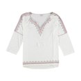 thumbnail image 1 of PJ Salvage - Camiseta de pijama bordada para mujer, color blanco, pequeña, 1 of 2