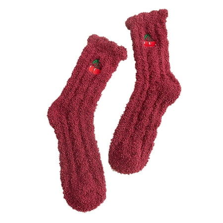 

Women Winter Warm Ladies Floor Slouchy Socks Peach Women Fruit Socks Stockings Red One Size