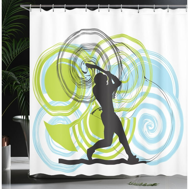 Ambesonne Sports Shower Curtain Baseball Player Circles 69 Wx75 L Green Blue Black Com