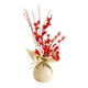 thumbnail image 4 of Mini árbol de Navidad con frutos rojos, decoración de mesa, base de yute, artificial. Fruta roja y blanca, 4 of 7