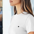 thumbnail image 5 of Dalix Lil Heart Cropped Tee Lightweight High Waisted Short Sleeve Summer Shirt Womens in White L Large, 5 of 5