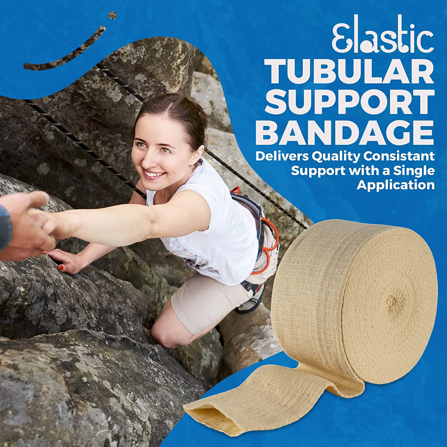 MEDca Elastic Tubular Support Sleeves, Unisex Compression Bandage, Size E, 10m, Natural