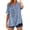 Light Blue - f02, variant on Women Boho Embroidery Short Sleeve Tunics Summer Cozy V Neck T-Shirt Flowy Loose Fitting 3/4 Sleeve Blouses