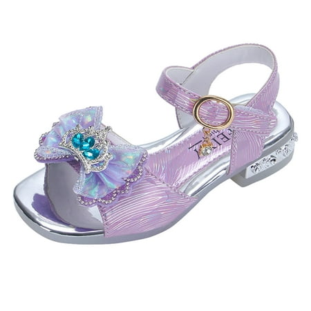 

Fimkaul Girls Sandals Children Fashion Thick Soles With Diamond Butterfly Summer Open Toe Student Dance Princess Shoes Purple