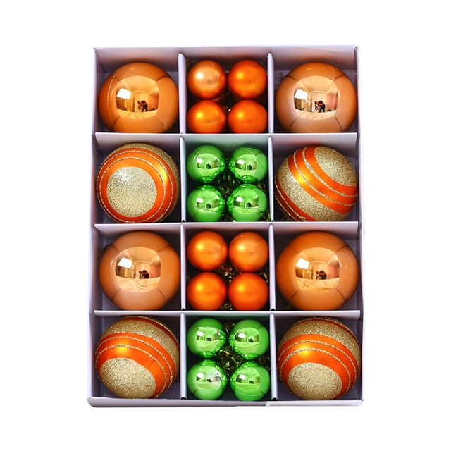 Juego de 40 adornos navideños con forma de bola, colgantes y adornos para árbol de Navidad. naranja