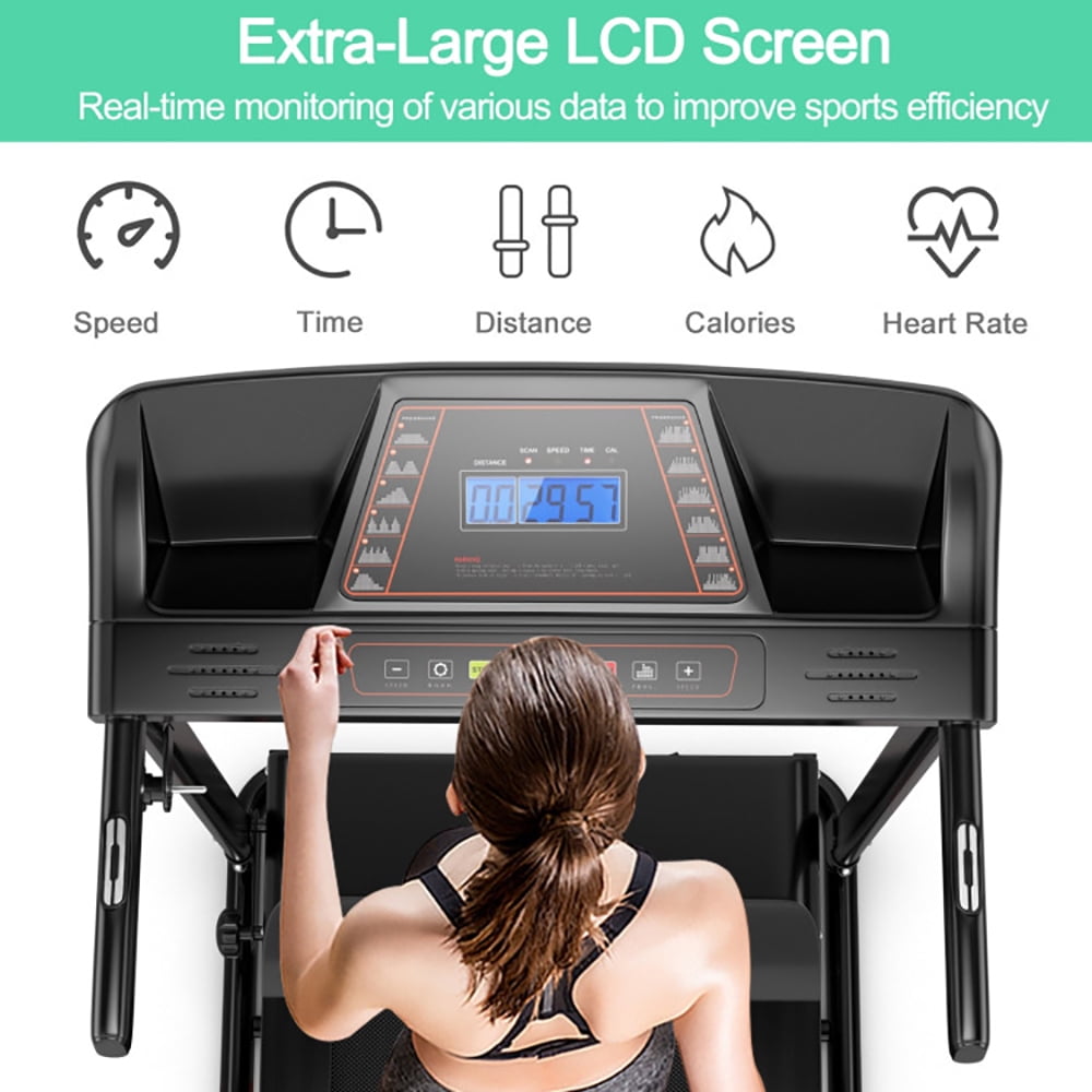 Spaco 1.0 HP Foldable Treadmill Electric Support Mobile Power, Home Fitness Equipment for Walking & Running , Cardio Exercise Machine, Preset and Adjustable Programs