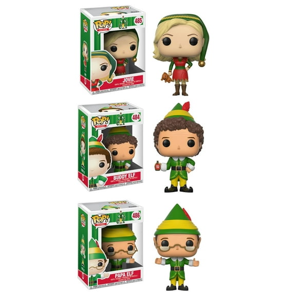 Funko POP! Movies Elf Collectors Set; Jovie, Papa Elf, Buddy the Elf w/ Syrup (Limited chase item Buddy holding a jack-in-the-box)